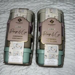 2 NEW Sets of 4 Gourmet Kitchen Reusable Prep & Go Condiment Containers